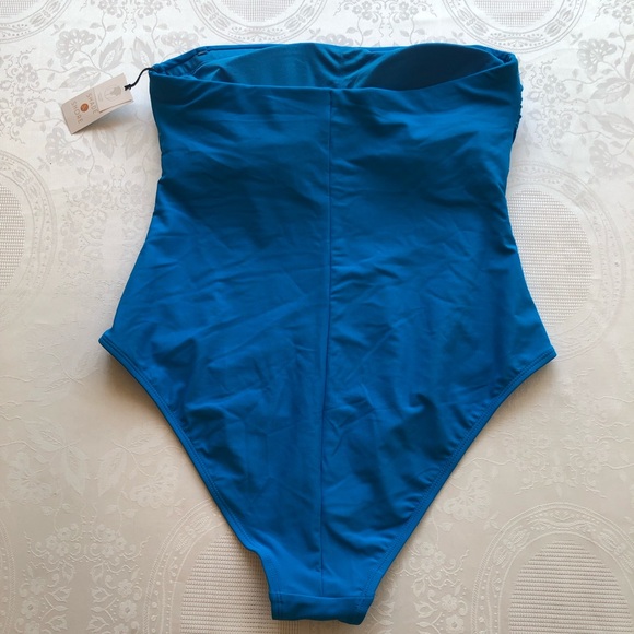 Shade & Shore High-Leg Cheeky Royal Blue One Piece Swimsuit Women’s Size L 12-14 - Picture 6 of 16